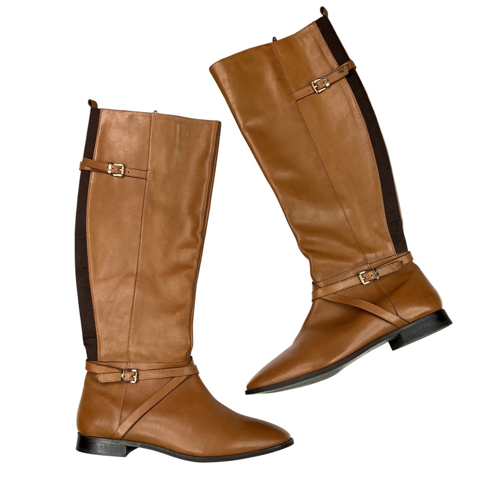 Long Tall Sally Riding Boots US13 EU44 Brown Tan Leather Knee High Equestrian